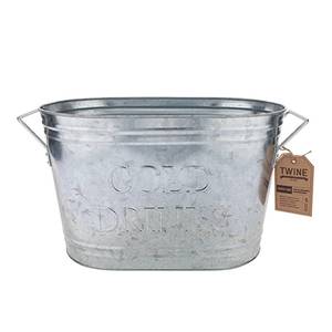 lot 39284 image: True by True Fabrications Galvanized Steel Ice Bucket for Picnics, Parties and More with Cold Drinks Wording