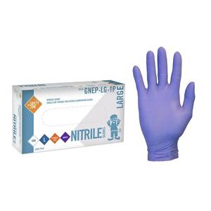 lot 39327 image: Nitrile Exam Gloves - Medical Grade, Powder Free, Latex Free, Disposable, Non Sterile, Food Safe, Indigo , Size Large-Case of 1000