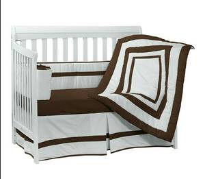 lot 39330 image: Baby Doll Bedding Unique Hotel Style Mini Crib Port-a-crib Bedding Set Chocolate