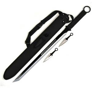 lot 39413 image: Ace Martial Arts Supply Ninja Sword Machete Throwing Knife Tactical Katana Tanto Blade, 27-Inch