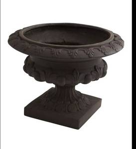 lot 39498 image: Nearly Natural 12.5in. H Iron-finish Decorative Urn (IndoorOutdoor) Containers Gray