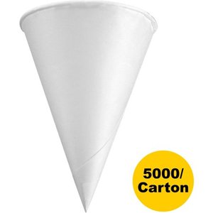 lot 36212 image: Konie Rolled Rim Paper Cone Cups, White, 5000  Carton (Quantity)