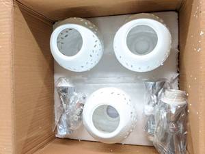 lot 36213 image: White Hanging Light Pendants