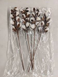 lot 36412 image: (25) Balls Farm House Faux Flowers Cotton Stems 22 Inch