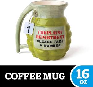 lot 36414 image: Set Of Two BigMouth Inc Grenade Mug - Take a Number Ceramic Funny Coffee, Tea, Hot Chocolate Mug Gift