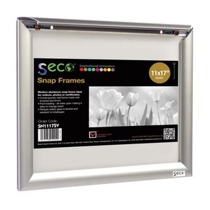 lot 36439 image: SECO Front Load Easy Open Snap PosterPicture Frame 11 x 17 Inches, Silver Anodized Aluminum Frame (SN1117)