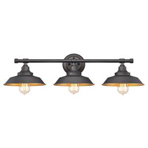 lot 36490 image: Westinghouse 6344900 Oil Rubbed Bronze Iron Hill 30 Wide 3 Light Bathroom Vanity Light