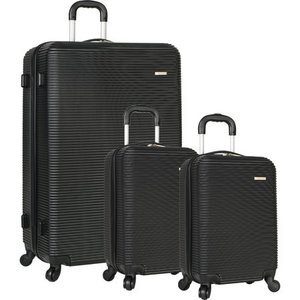 lot 43512 image: Travel Gear Hardside Spinner Luggage Set with 2 Carry Ons, Black
