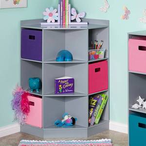 lot 43514 image: RiverRidge 6-Cubby, 3-Shelf Kids Corner Cabinet, Gray