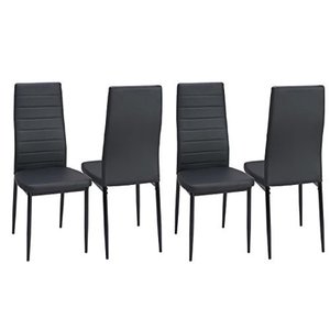 lot 43515 image: Aingoo PU Leather Dining Chairs Set of 2, Modern Kitchen Chair with Ergonomic Curved Back and Steel Frame,Black