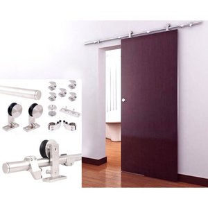 lot 43522 image: TMS 8FT European Modern Satin Stainless Steel Sliding Barn Wood Door Closet Hardware