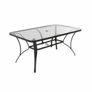 lot 43531 image: COSCO Outdoor Living Paloma Steel Patio Dining Table, Tempered Glass Table Top-Black