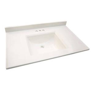lot 43532 image: Design House 557645 Camilla Vanity Top with 4 Backsplash, 37 22-inches, Solid White