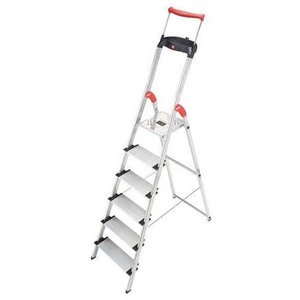 lot 43536 image: Hailo 8030-627 XXR Comfortline 6FT Folding Lightweight Aluminum Platform Step Ladder, Worktray, Silver