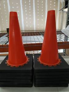 lot 43550 image: 18 Inch Orange Traffic Cones, 12-Pack - Multipurpose PVC Plastic Safety Cone For Parking, Soccer, Caution, Kids and Construction - By Xpose Safety