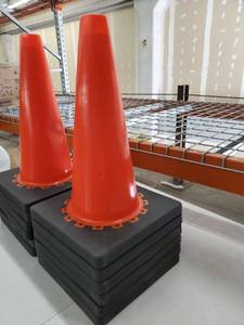 lot 43551 image: 18 Inch Orange Traffic Cones, 12-Pack - Multipurpose PVC Plastic Safety Cone For Parking, Soccer, Caution, Kids and Construction - By Xpose Safety