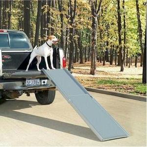 lot 43553 image: PetSafe Happy Ride Extra Long Telescoping Dog Ramp - Portable Pet Ramp - Great for Cars, Trucks and SUVs - Durable Aluminum Frame Supports up to 300 lb - Side Rails and High Traction Surface Design