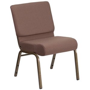 lot 43559 image: Flash Furniture HERCULES Series 21W Stacking Church Chair in Brown Dot Fabric - Gold Vein Frame