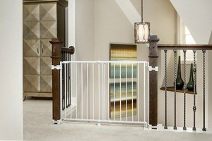 lot 43561 image: Regalo 2-in-1 Stairway and Hallway Wall Mounted Baby Gate, Bonus Kit, Includes Banister and Wall Mounting Kit