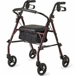 lot 43579 image: Healthcare Direct 100RA Steel Rollator Walker with 350 lb. Weight Capacity, Burgundy