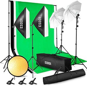 lot 43581 image: ESDDI Lighting Kit Adjustable Max Size 2.6Mx3M Background Support System 3 Color Backdrop Fabric Photo Studio Softbox Sets Continuous Umbrella Light Stand with Portable Bag