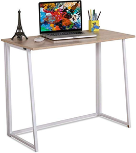 lot 43588 image: 4NM Folding Desk, No-Assembly Small Computer Desk Home Office Desk Foldable Table Study Writing Desk Workstation for Small Space Offices