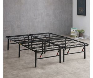 lot 43595 image: AmazonBasics Foldable Metal Platform Bed Frame 14 Inch Height for Under-Bed Storage - Tools-free Assembly, No Box Spring Needed - Queen