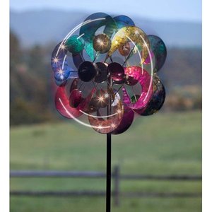 lot 43605 image: Plow & Hearth 54345 Gala 4 Blade Solar Wind Spinner, 24 x 20.75 x 84, Multicolor