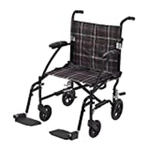 lot 43607 image: Drive Medical Fly Lite Ultra Lightweight Transport Wheelchair, Black Frame, 16.5 lbs
