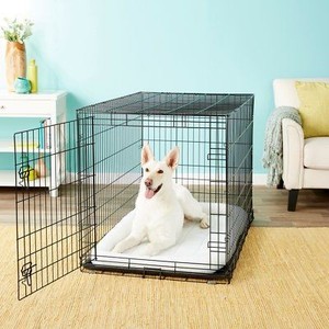 lot 43613 image: AmazonBasics Single Door Folding Metal Crate Kennel For Dog or Puppy - 48 x 30 x 32.5 Inches