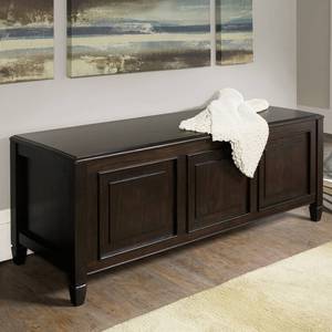 lot 43619 image: Simpli Home Connaught Solid Wood 51 inch Wide Traditional Storage Bench Trunk in Dark Chestnut Brown