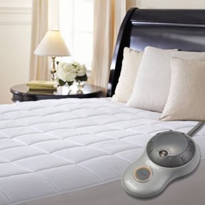 lot 43628 image: Sunbeam Heated Mattress Pad  Quilted Polyester, 10 Heat Settings , White , Full - MSU3GFS-P000-12A00