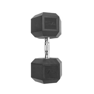lot 43631 image: CAP Barbell Coated Hex Dumbbell with Contoured Chrome Handle, Single, 75 Pounds