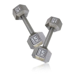 lot 43633 image: CAP Barbell Cast Iron Hex Dumbbells, Pair, 15 lbs