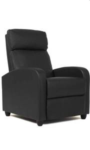 lot 43641 image: FDW Wingback Recliner Chair Leather Single Modern Sofa Home Theater Seating for Living Room (Black)