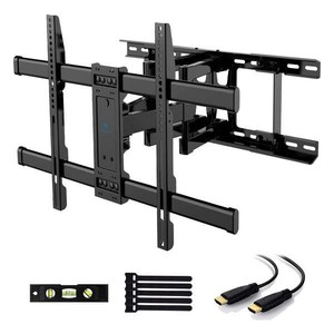 lot 43663 image: PERLESMITH Full Motion TV Wall Mount Bracket with Tilt Swivel Extension Articulating Arms, Fit 16-24 inch Wood Stud for Most 37-70 inch LED, LCD, OLED, Flat Curved TVs up to 132lbs Max VESA 600x400mm