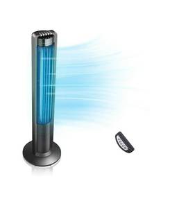 lot 43667 image: Airvention X01A Oscillating Premium Tower Fan, Quiet Remote Controlled Space Saving Fan with Timer for Home Office Use, Energy Efficient Design, 3 Silent Speeds and Modes, 43 inch, Black