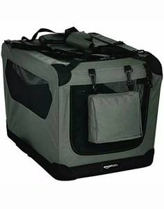 lot 43674 image: AmazonBasics Premium Folding Portable Soft Pet Dog Crate Carrier Kennel - 36 x 24 x 24 Inches, BlackMaroon