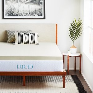 lot 43701 image: LUCID 3 Inch Ventilated Memory Foam Mattress Topper 3-Year Warranty - Queen