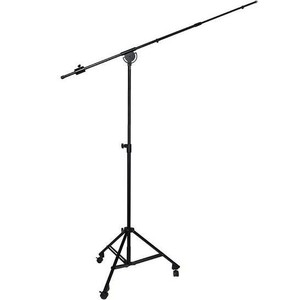 lot 43705 image: LyxPro Professional Microphone Stand Heavy Duty 90�� Studio Overhead Boom Stand with Rolling Caster Wheels, 87�� Extra Long Telescoping Arm Mount, Foldable Tripod Legs & Adjustable Counterweight