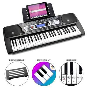 lot 43707 image: RockJam 54-Key Portable Electronic Keyboard with Interactive LCD Screen & Includes Piano Maestro Teaching App with 30 Songs