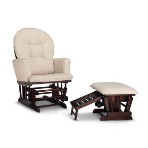 lot 43723 image: Graco Parker Semi-Upholstered Glider and Nursing Ottoman, EspressoBeige Cleanable Upholstered Comfort Rocking Nursery Chair with Ottoman