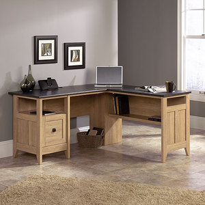 lot 43731 image: Sauder August Hill L-Shaped Desk, Dover Oak finish