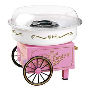 lot 35235 image: Nostalgia PCM306PK Vintage Hard Free Countertop Cotton Candy Maker, Includes 2 Reusable Cones And Sugar Scoop �� Pink