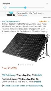lot 35250 image: Renogy High Quality Premium Solar Module  Retail Price 170.00