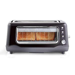 lot 35259 image: Dash Clear View Extra Wide Slot Toaster with Stainless Steel Accents  See Through Window - Defrost, Reheat  Auto Shut Off Feature for Bagels, Specialty Breads & other Baked Goods, 2 Slice, Black