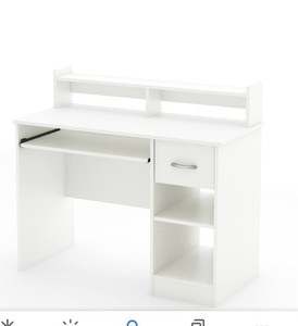 lot 35270 image: South Shore Axess Desk with Keyboard Tray, Pure White  Retail price$109.99