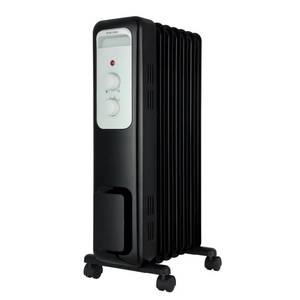 lot 35346 image: 1,500-Watt Oil-Filled Radiant Electric Space Heater with Thermostat, Black retail price $47.48