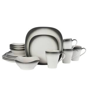 lot 35360 image: Swirl Ombre Graphite Square 16 Piece Dinnerware Set, Service for 4 retail price $149.99