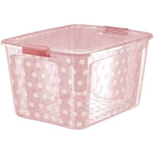 lot 35361 image: Bella Storage 80qt Utility Storage Bin Pink Dust retail price $24.76